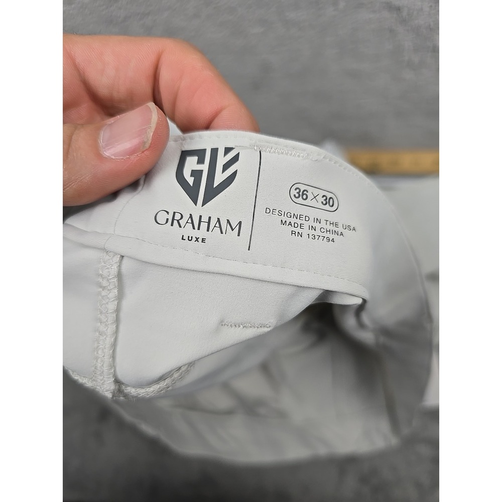 Graham Luxe All Time Pants Mens 36x30 Light Gray Stretch Golf Performance Soft‎ - Picture 3 of 10